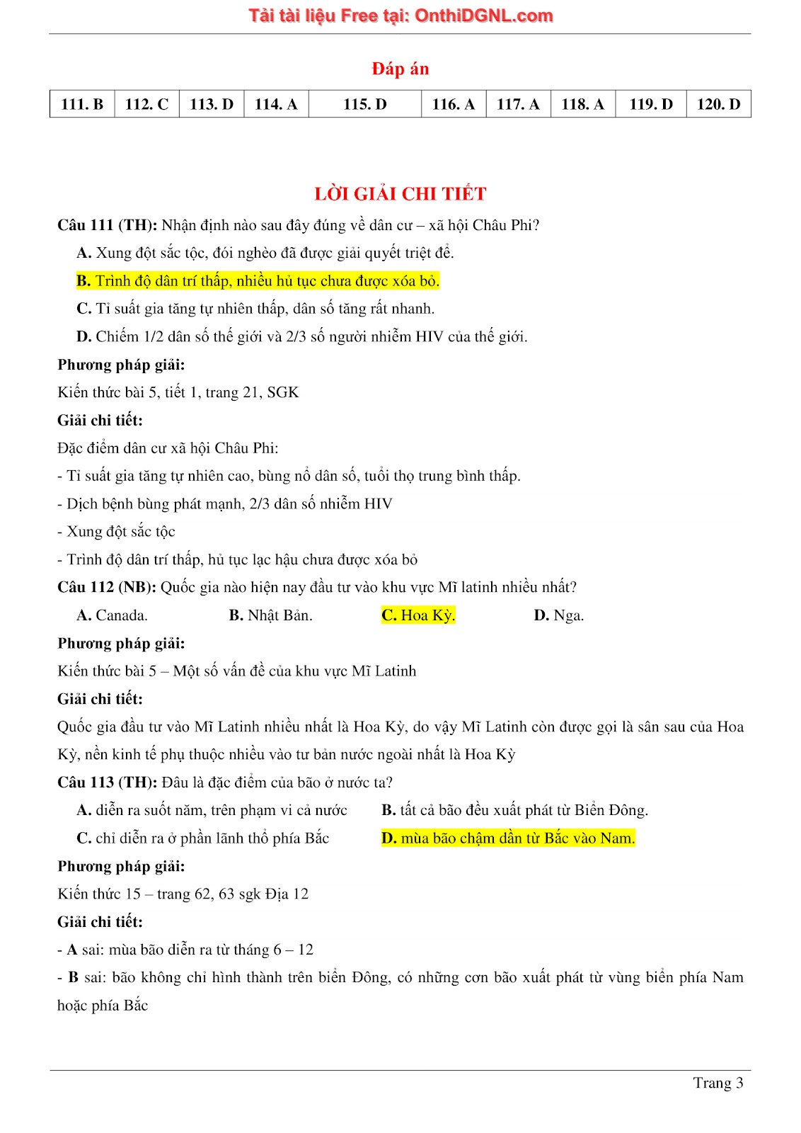 150bài tập môn Địa Lý - Ôn thi ĐGNL ĐHQG TP hà nội Phần 12