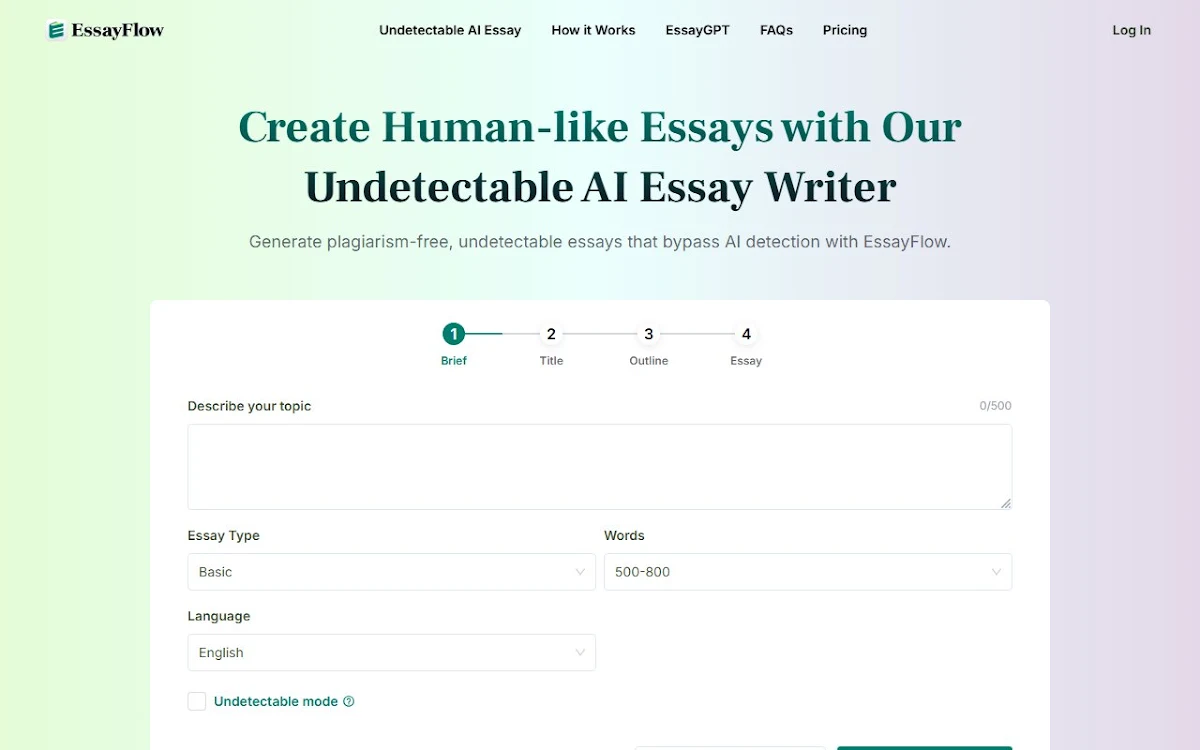 Captura de EssayFlow ai