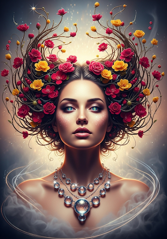 Surreal Floral Woman Portrait