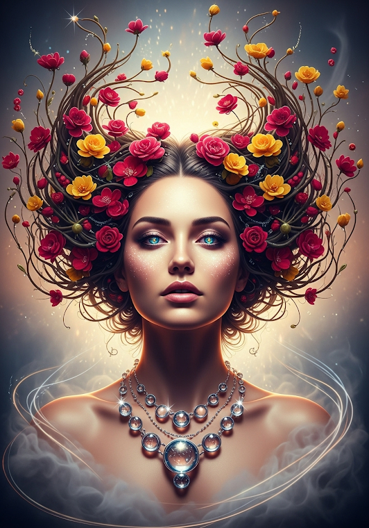Surreal Floral Woman Portrait