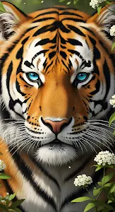 Majestic Bengal Tiger Portrait with Striking Blue Eyes