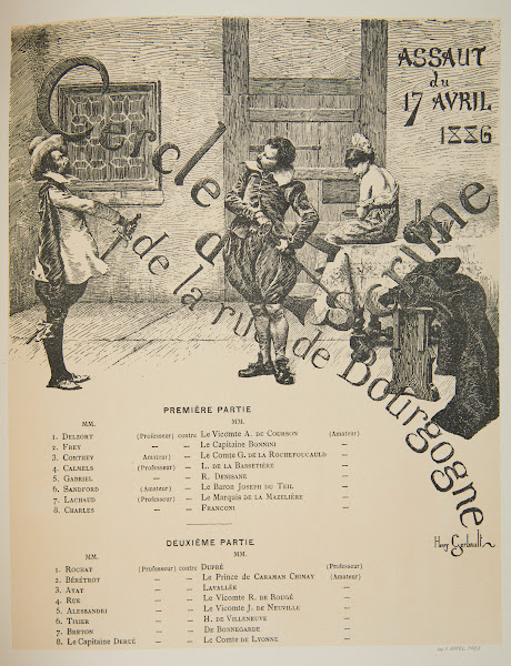 The program of the fencing club Cercle dEscrime de la rue de Bourgogne from Apri