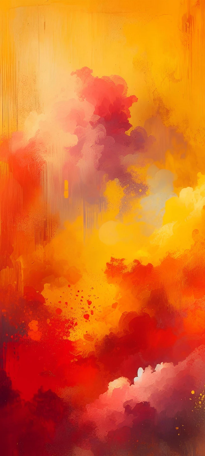 Abstract Red and Orange Clouds - Digital Watercolor Art 2K iPhone Wallpaper (1440x3200)