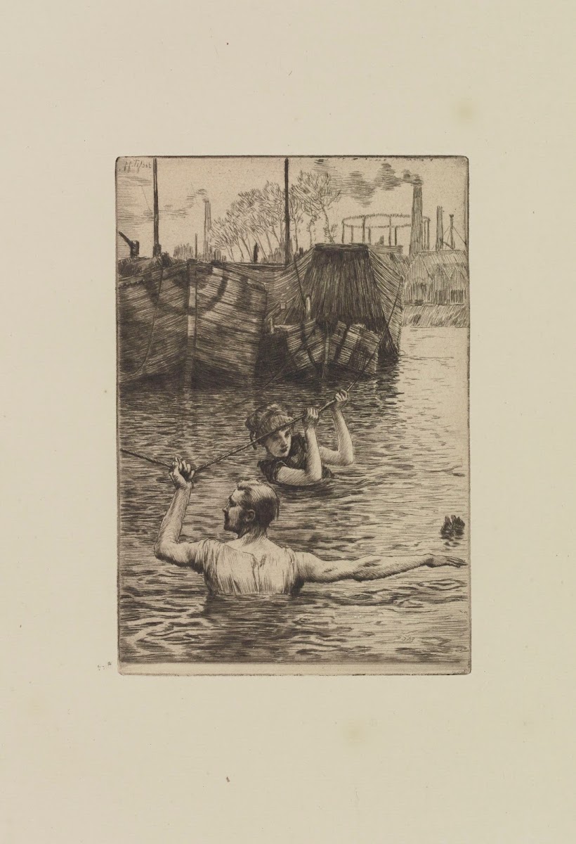 Renée and Reverchon swimming in the Seine 1882