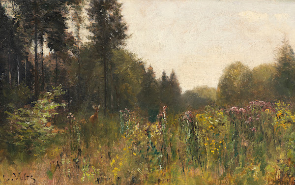 Waldlichtung mit Reh 1900