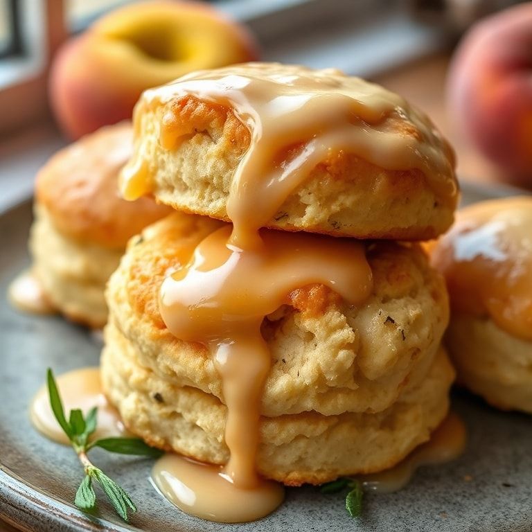 Easy Peach Butter Biscuits with Sweet Glaze Recipe – Fluffy, Fruit‑Infused Treats for Any Day finished