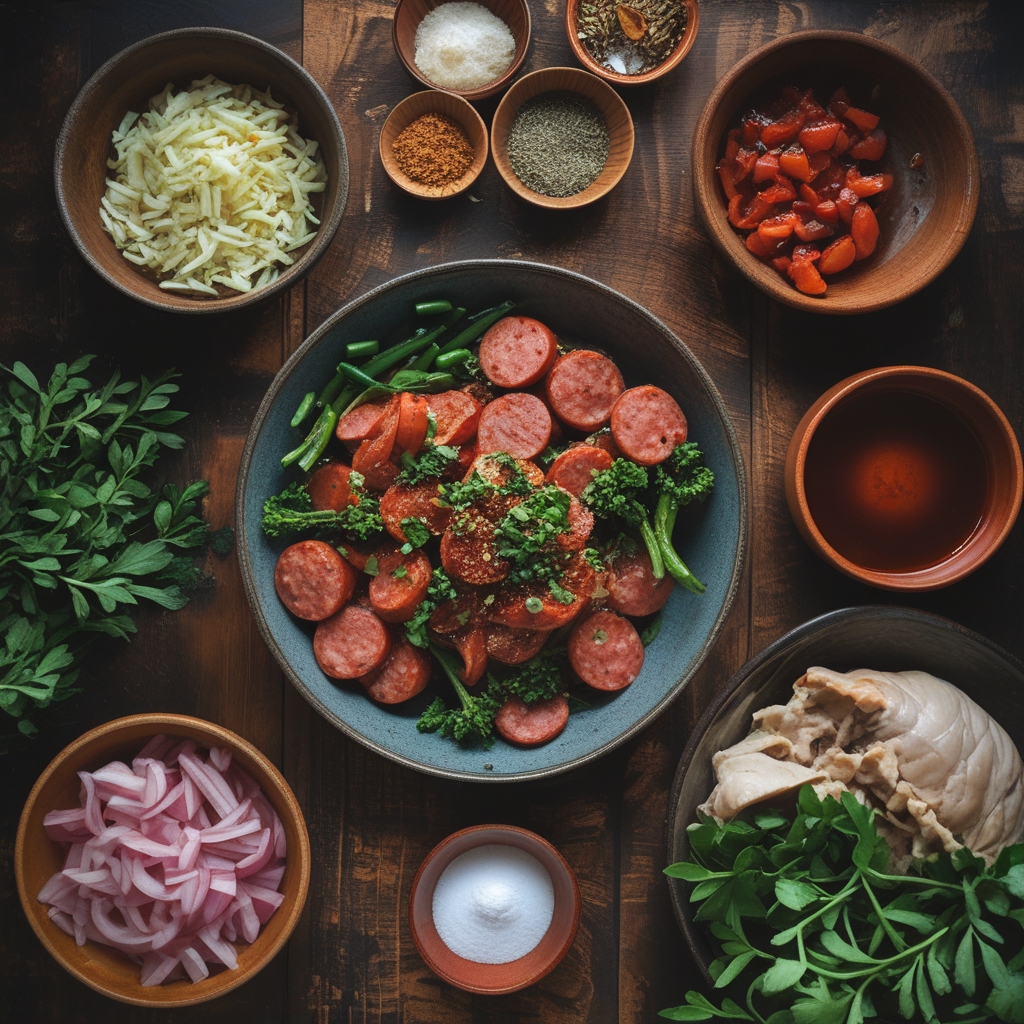 Ingredients for One-Pan Honey Garlic Kielbasa & Veggies for Busy Nights - Easy Weeknight Dinner