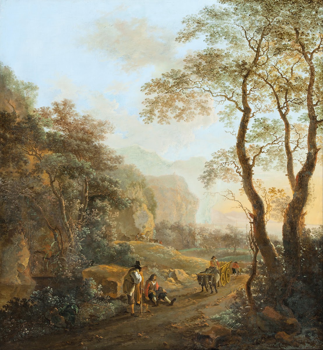 An ox cart in the landscape