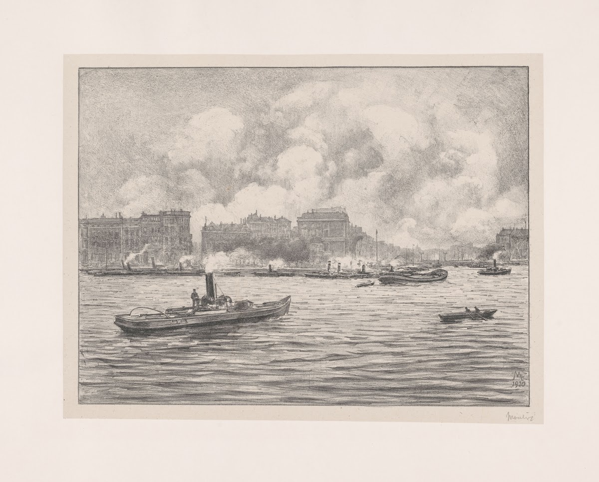 Gezicht op Rotterdam vanaf het water 1910