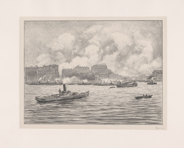 Gezicht op Rotterdam vanaf het water 1910