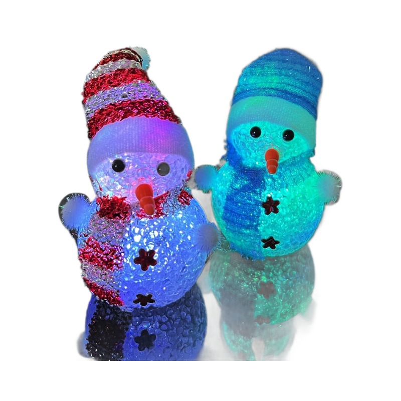 Glowing LED Snowman made of plastic