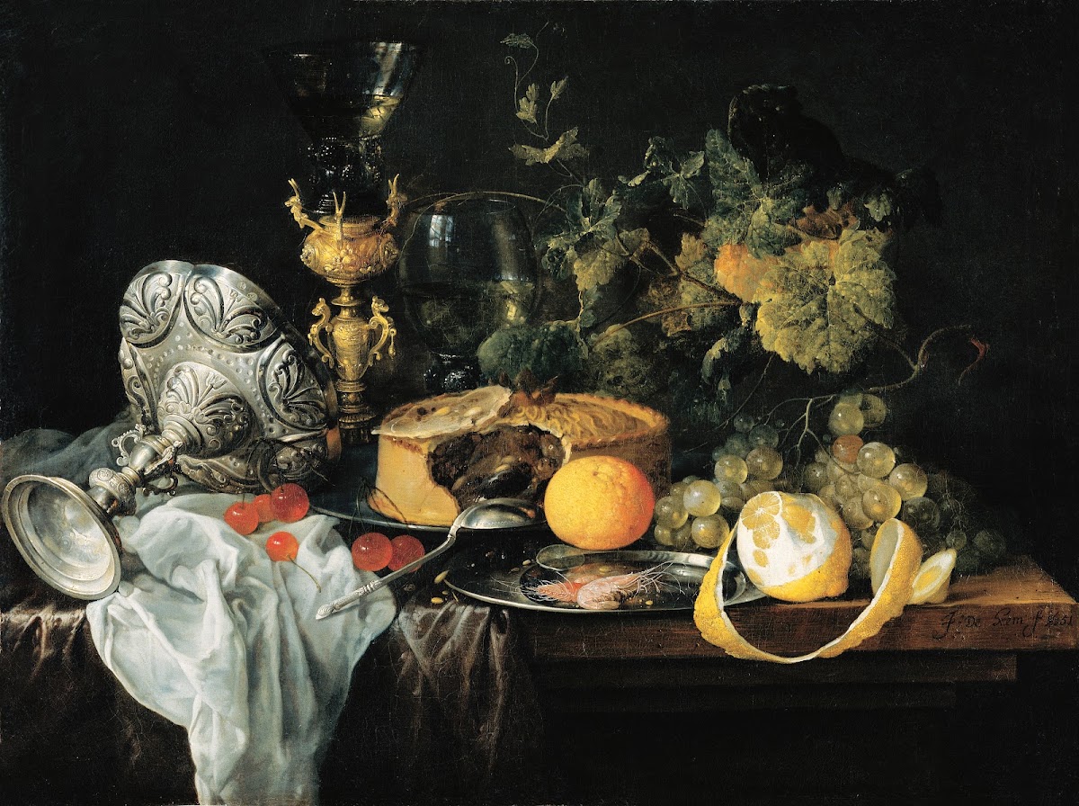 Sumptuous Still Life With Fruits Pie And Goblets 1651