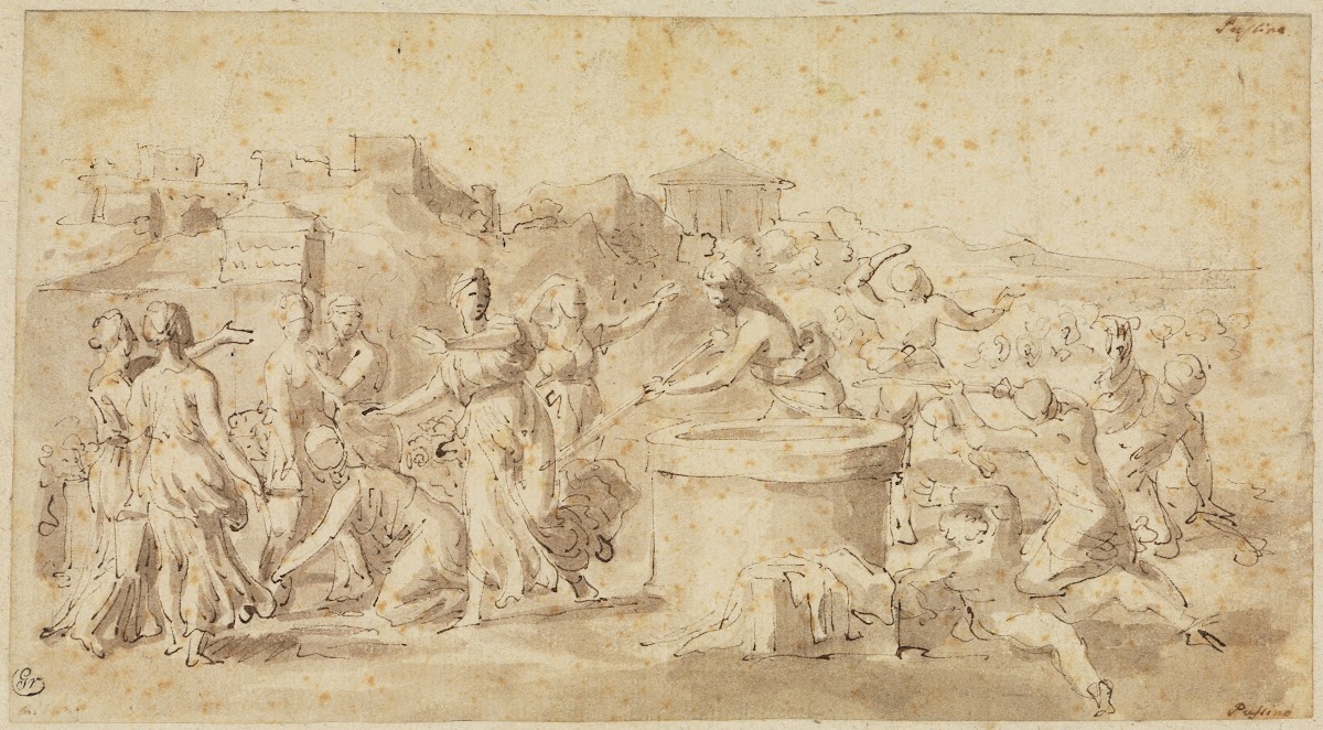 Moses verteidigt die Töchter des Jethro am Brunnen ca 1645