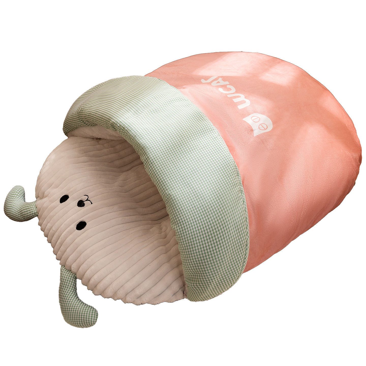 Cat sleeping bag with bear motif, warming
