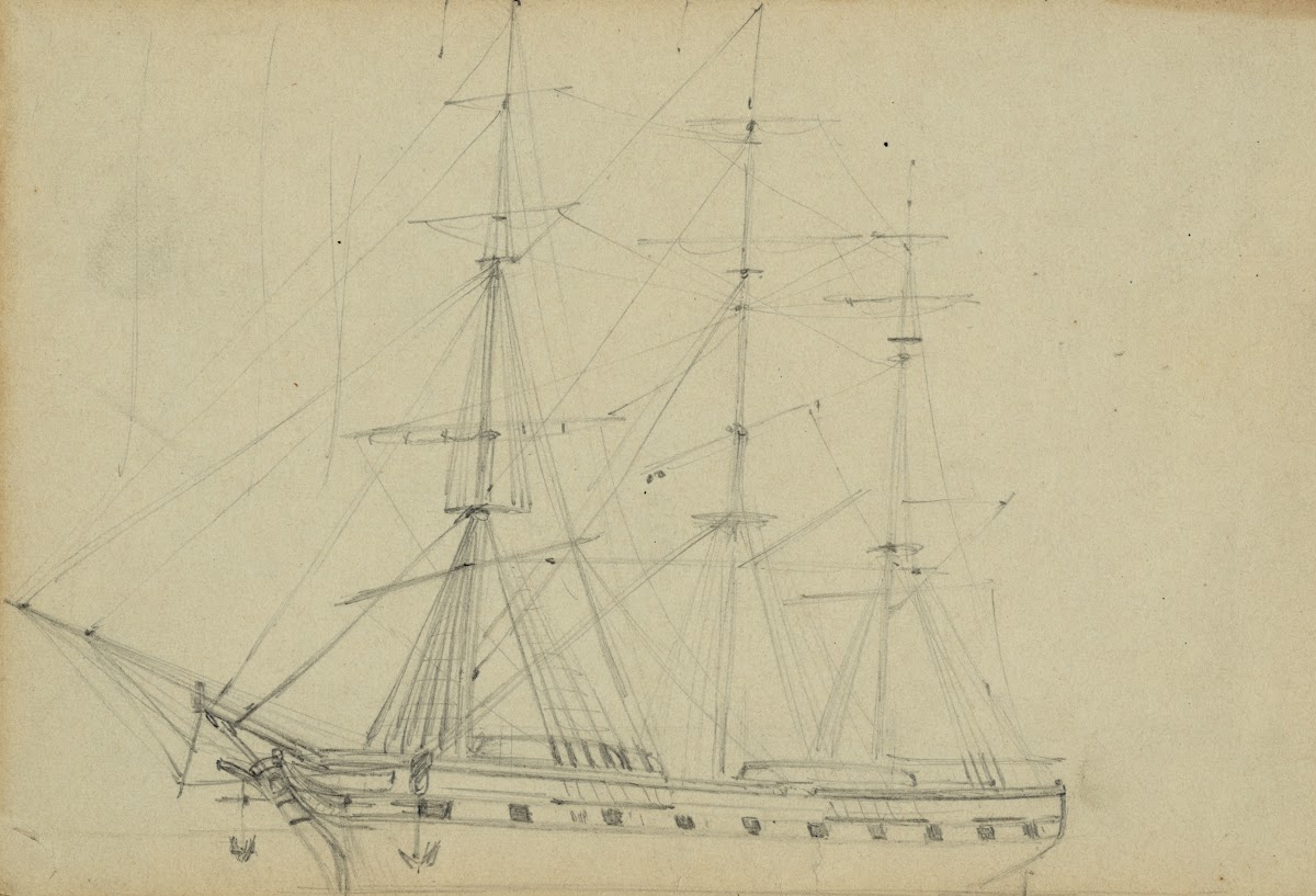Sailing ship with three masts 1860 1865