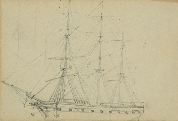 Sailing ship with three masts 1860 1865