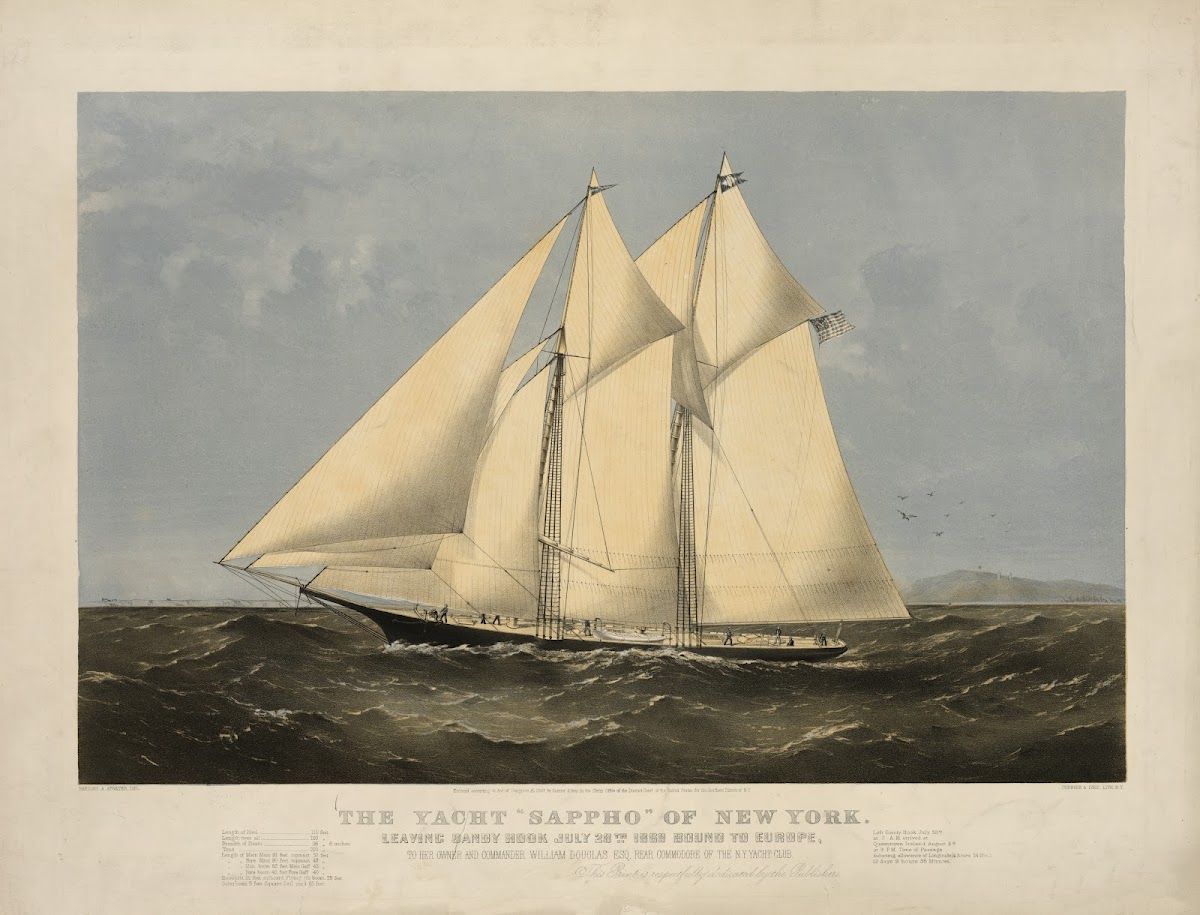 The yacht Sappho of New York leaving Sandy Hook July 28th 1869 bound to Europe 1