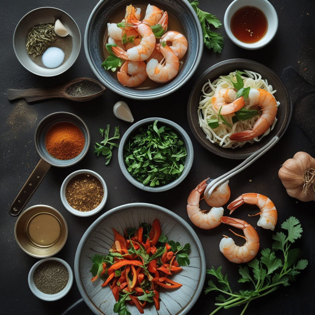 Ingredients for Honey Garlic Shrimp Stir Fry Easy Homemade Weeknight Meal