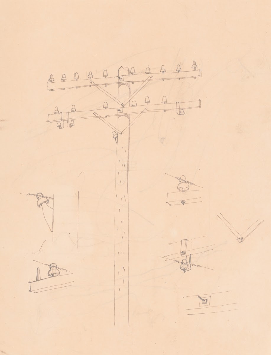Graphic designs for Fortune magazine Study of telephone poles 1935
