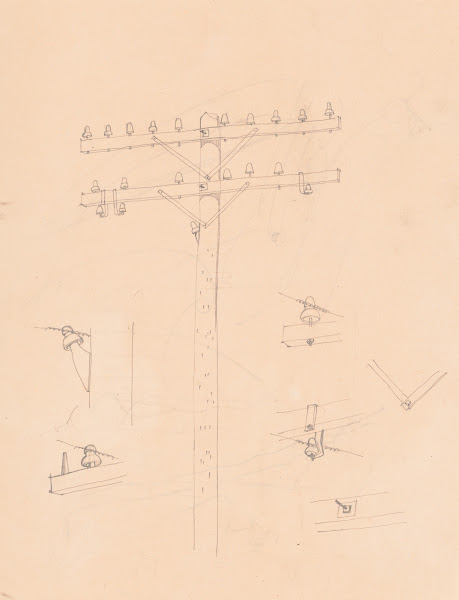 Graphic designs for Fortune magazine Study of telephone poles 1935