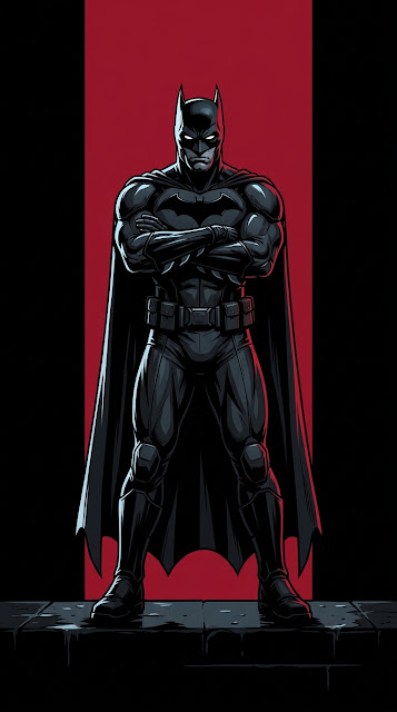 Minimalist Dark Knight Batman Red and Black Mobile Wallpaper - Free mobile Wallpaper