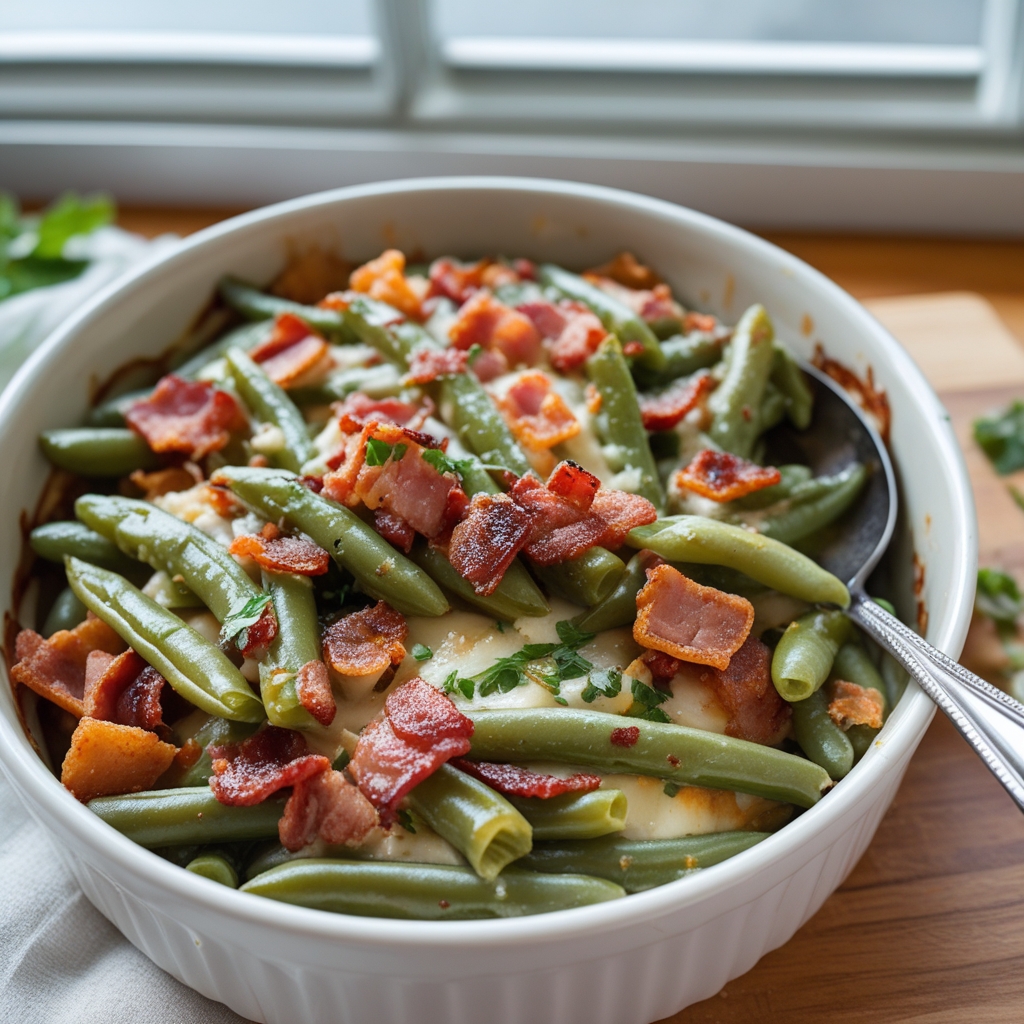 Bacon Loaded Green Bean Casserole Recipe – Easy Homemade Comfort Side Dish