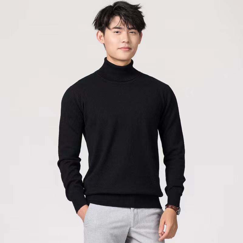 Men's wool sweater, turtleneck, easy-care