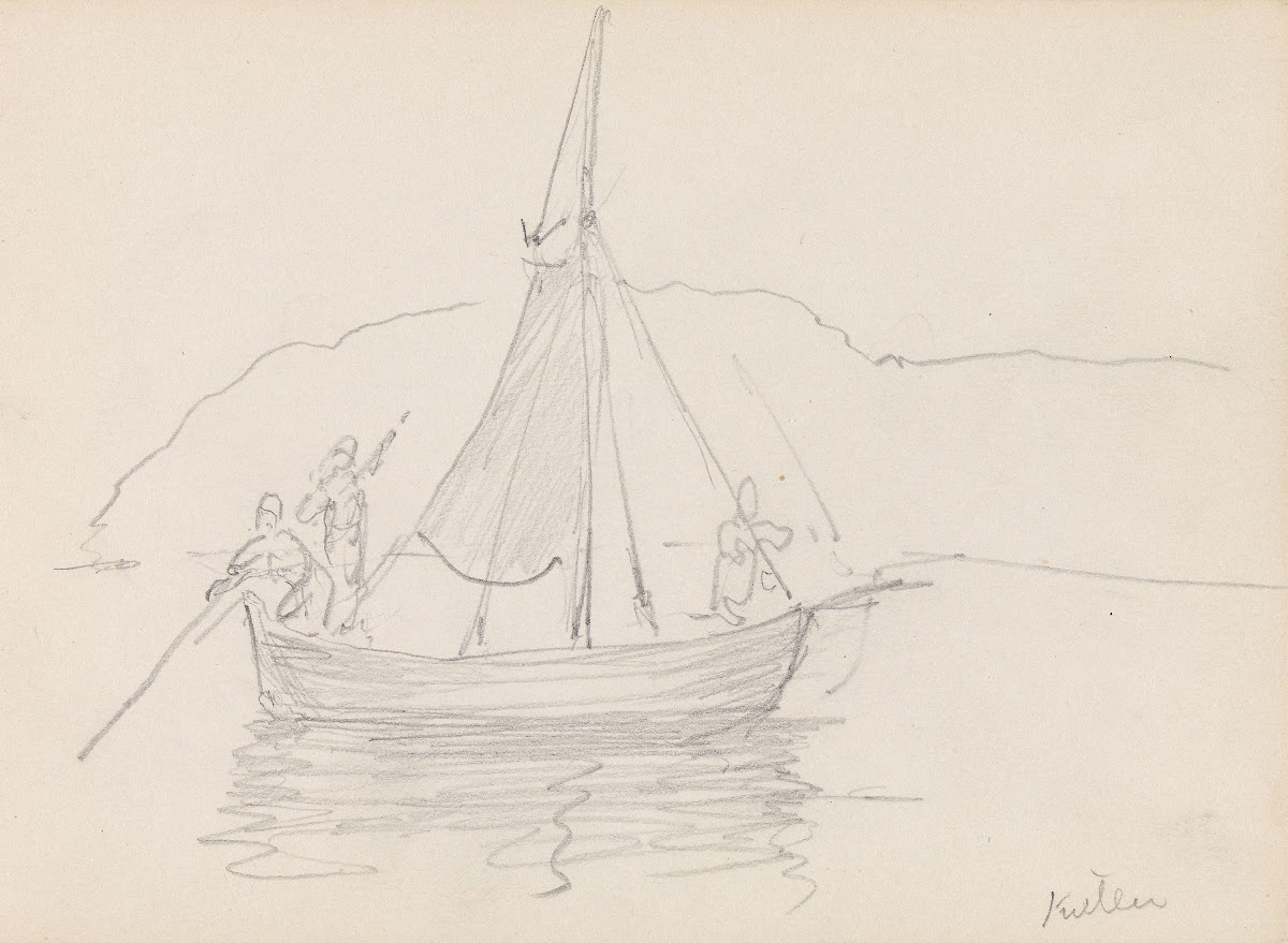 Båt med figurer Kullen 1868