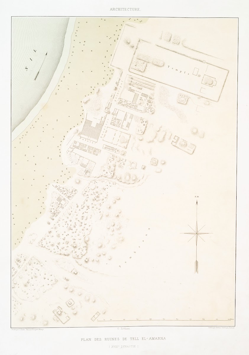 Architecture plan des ruines de Tell el Amarna XVIIIe dynastie 1878
