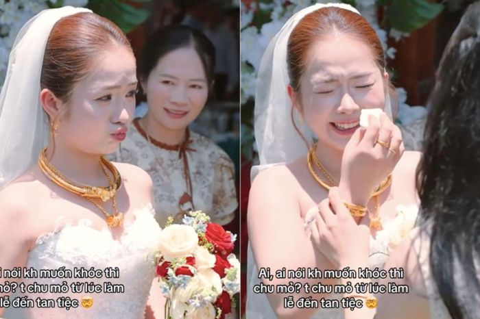 Clip cô dâu cố nín khóc bằng mẹo chu mỏ khiến ai xem cũng bật cười - Báo VTC News