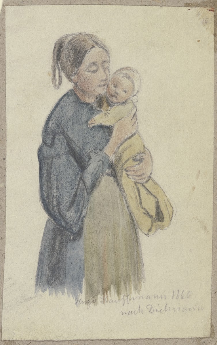 Frau mit Kind auf dem Arm 1860
