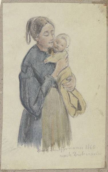 Frau mit Kind auf dem Arm 1860