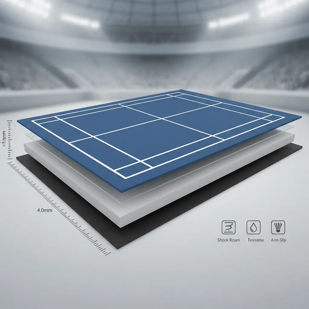 Spesifikasi teknis karpet badminton bahan PVC