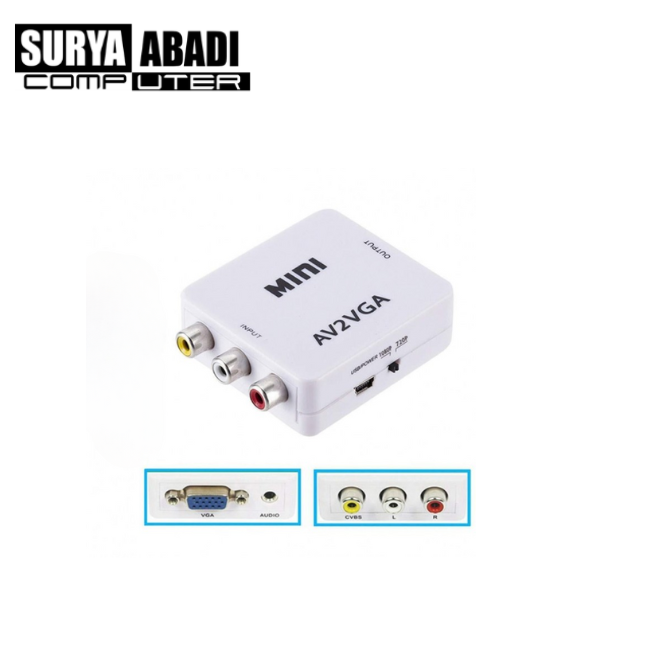 CONVERTER MINI BOX AV-RCA TO VGA + AUDIO