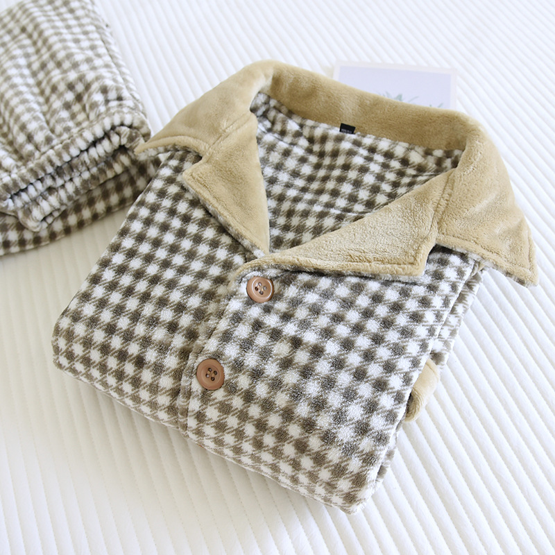 Warmer Flanell-Schlafanzug für Herren, gefüttert