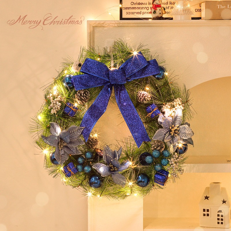 Decorative Christmas Wreath Made of Silk Flowers