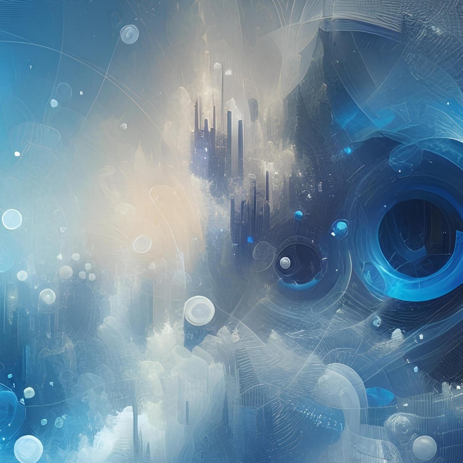 Download Abstract Blue Futuristic Cityscape 2K iPhone
