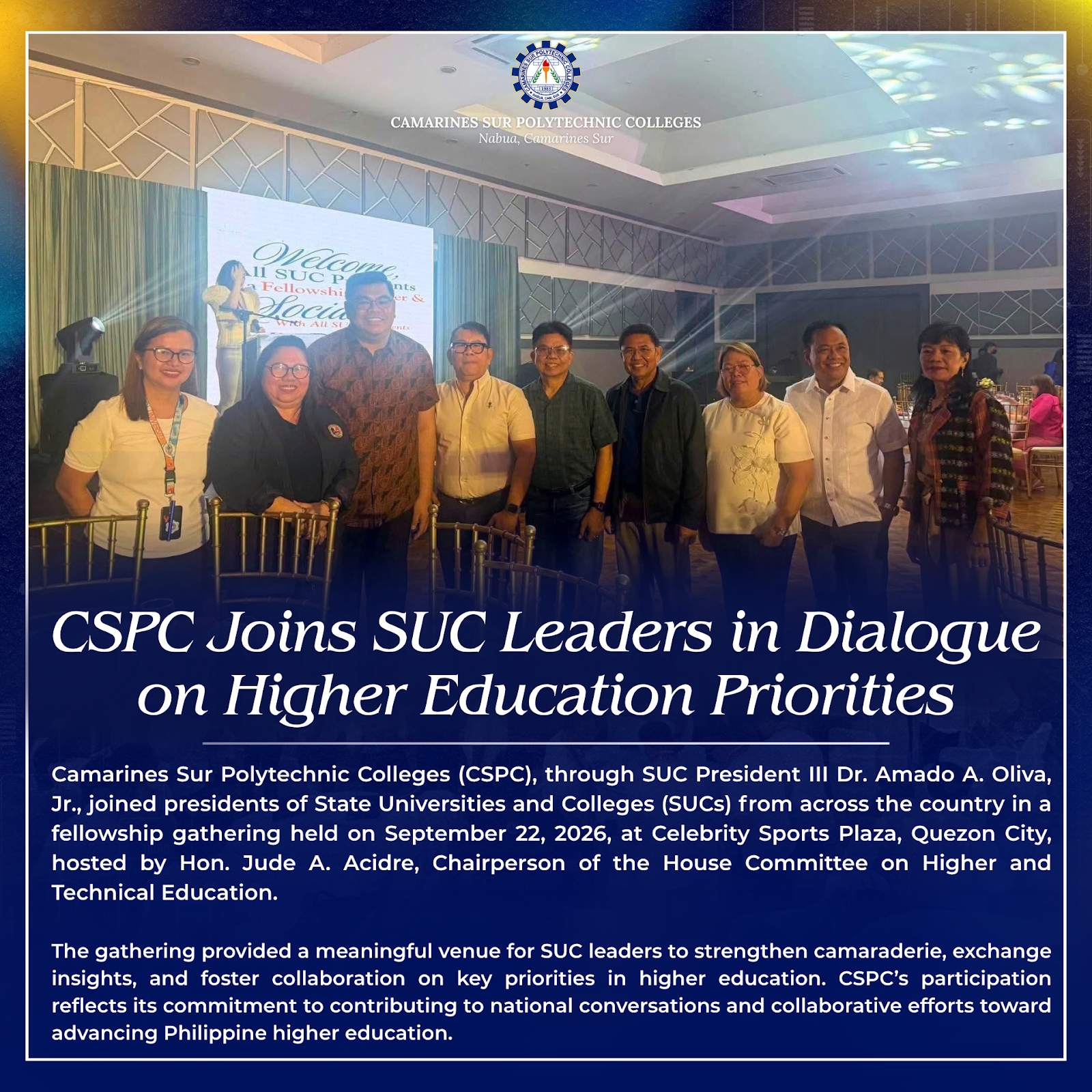𝗖𝗦𝗣𝗖 𝗝𝗼𝗶𝗻𝘀 𝗦𝗨𝗖 𝗟𝗲𝗮𝗱𝗲𝗿𝘀 𝗶𝗻 𝗗𝗶𝗮𝗹𝗼𝗴𝘂𝗲 𝗼𝗻 𝗛𝗶𝗴𝗵𝗲𝗿 𝗘𝗱𝘂𝗰𝗮𝘁𝗶𝗼𝗻 𝗣𝗿𝗶𝗼𝗿𝗶𝘁𝗶𝗲𝘀