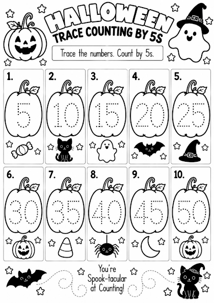 HALLOWEEN TRACE COUNTING BY 5S