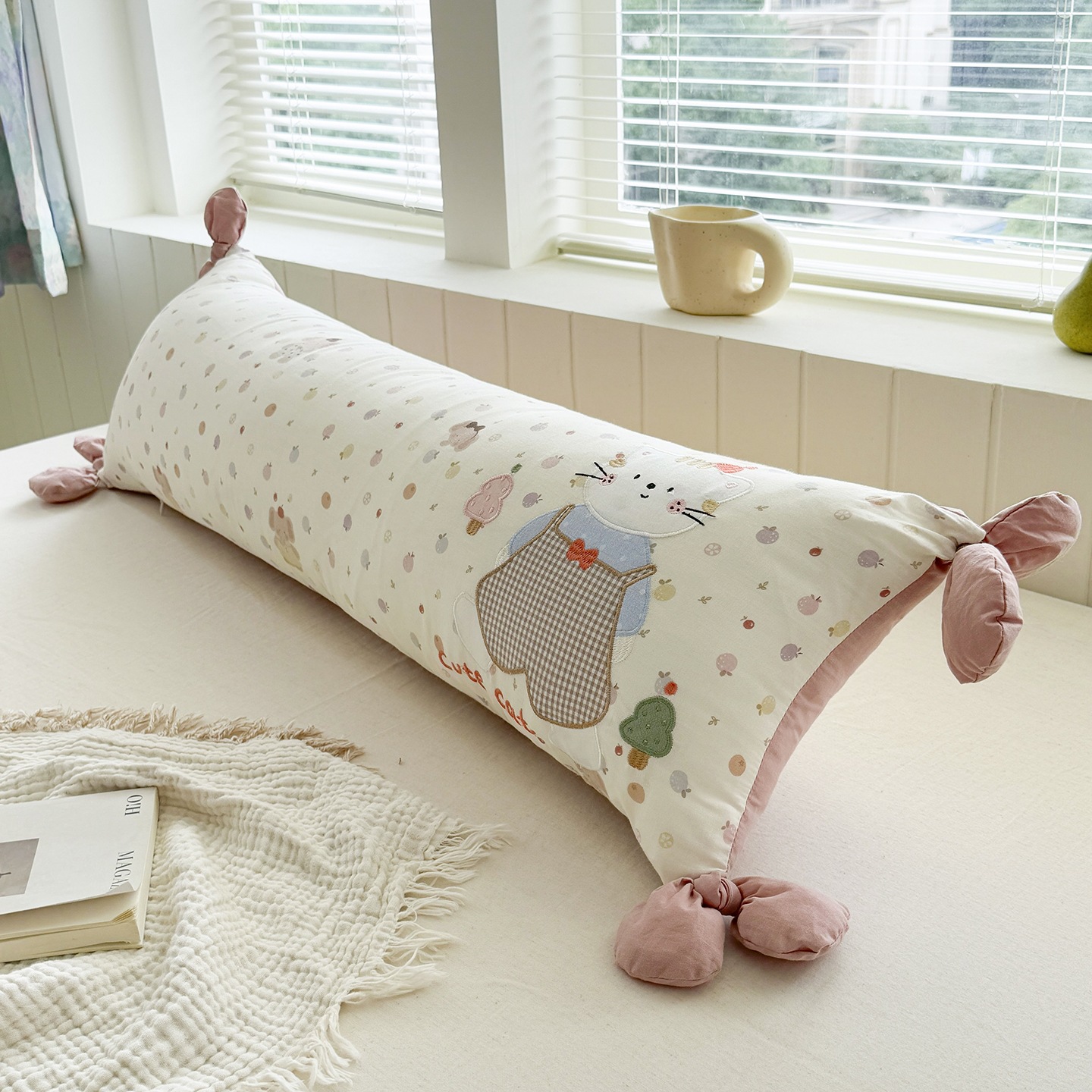 Long Cotton Pillow, 30×100 cm, removable