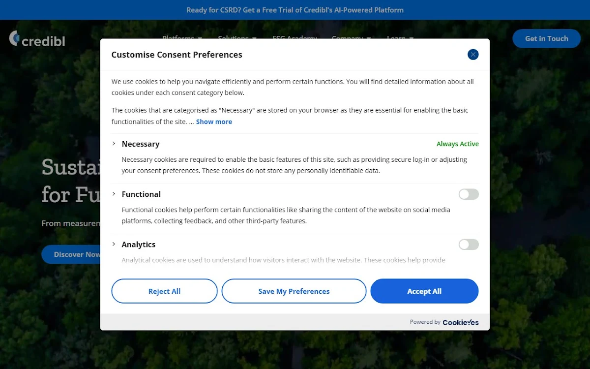 Captura de Credibl ESG