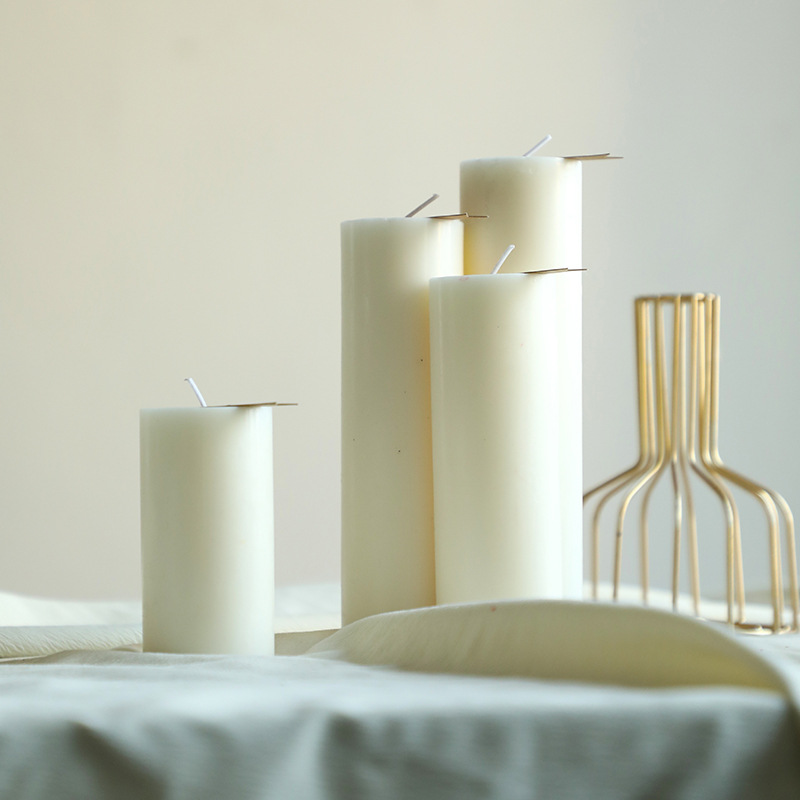 White Scented Candle Cylinder, Smooth Surface