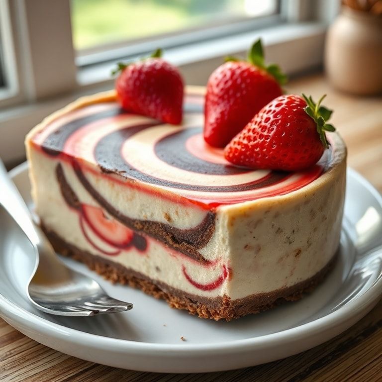 Chocolate Strawberry Swirl Cheesecake Recipe for Easy Dessert: Creamy and Fresh Swirled Delight