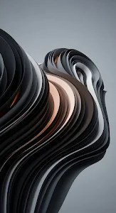 3D Abstract Flowing Dark Ribbons with Copper Glow