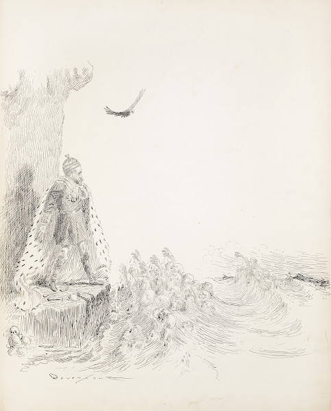A man in a robe with military metals stands on the edge of the water