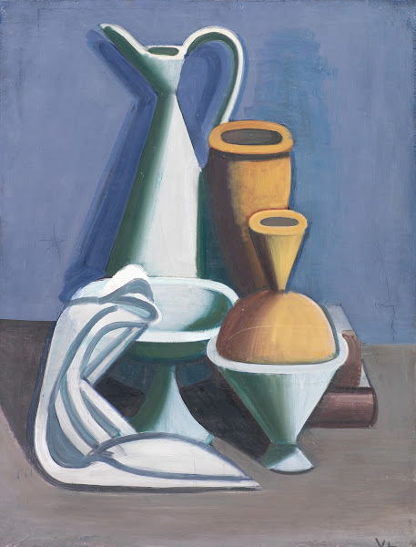 Still Life with Water Jug Towel and Jars 1929
