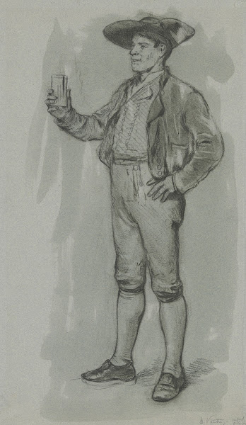 Bauer mit zutrinkendem Gestus aus der Tanzpause 1878