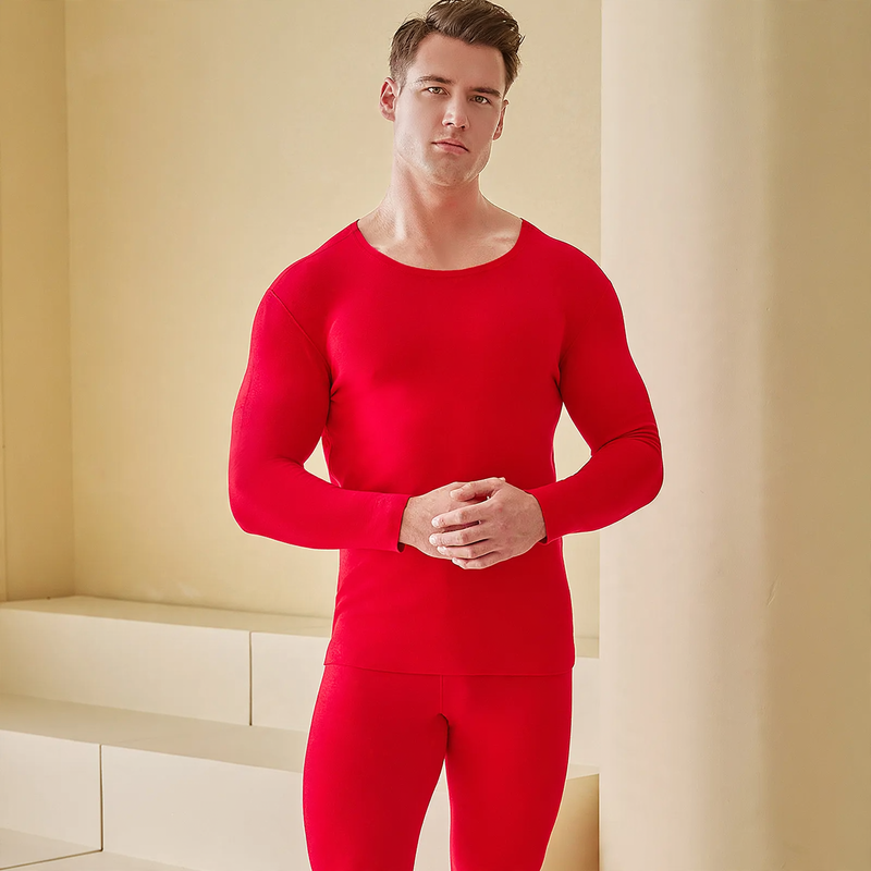 Thermal underwear set for men and women, round neck