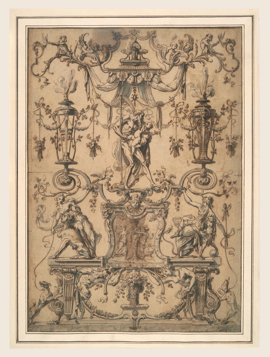 Ornamental panel with FatherTime ca1700