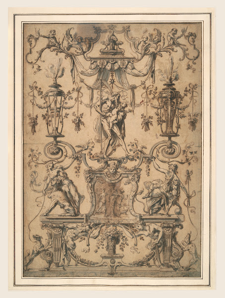 Ornamental panel with FatherTime ca1700
